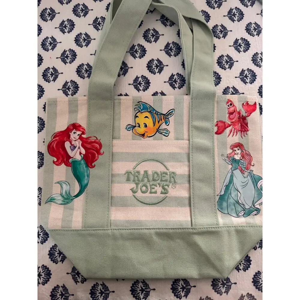 Disney Ariel Green Striped Custom Made Trader Joes Mini Tote